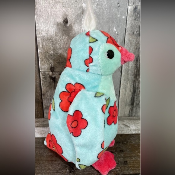 Douglas Cuddle Toy Valery Aqua Blue Flower Penguin Fuzzles Plush Bird - Picture 6 of 10